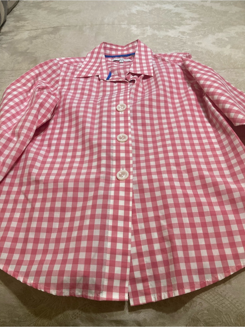 Foxcroft Pink and White Gingham Button-Front Shirt